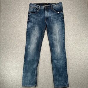 CJ BLACK PREMIUM Men's Slim Fit Acid Wash Distressed Denim Jeans Size 36x34 Punk